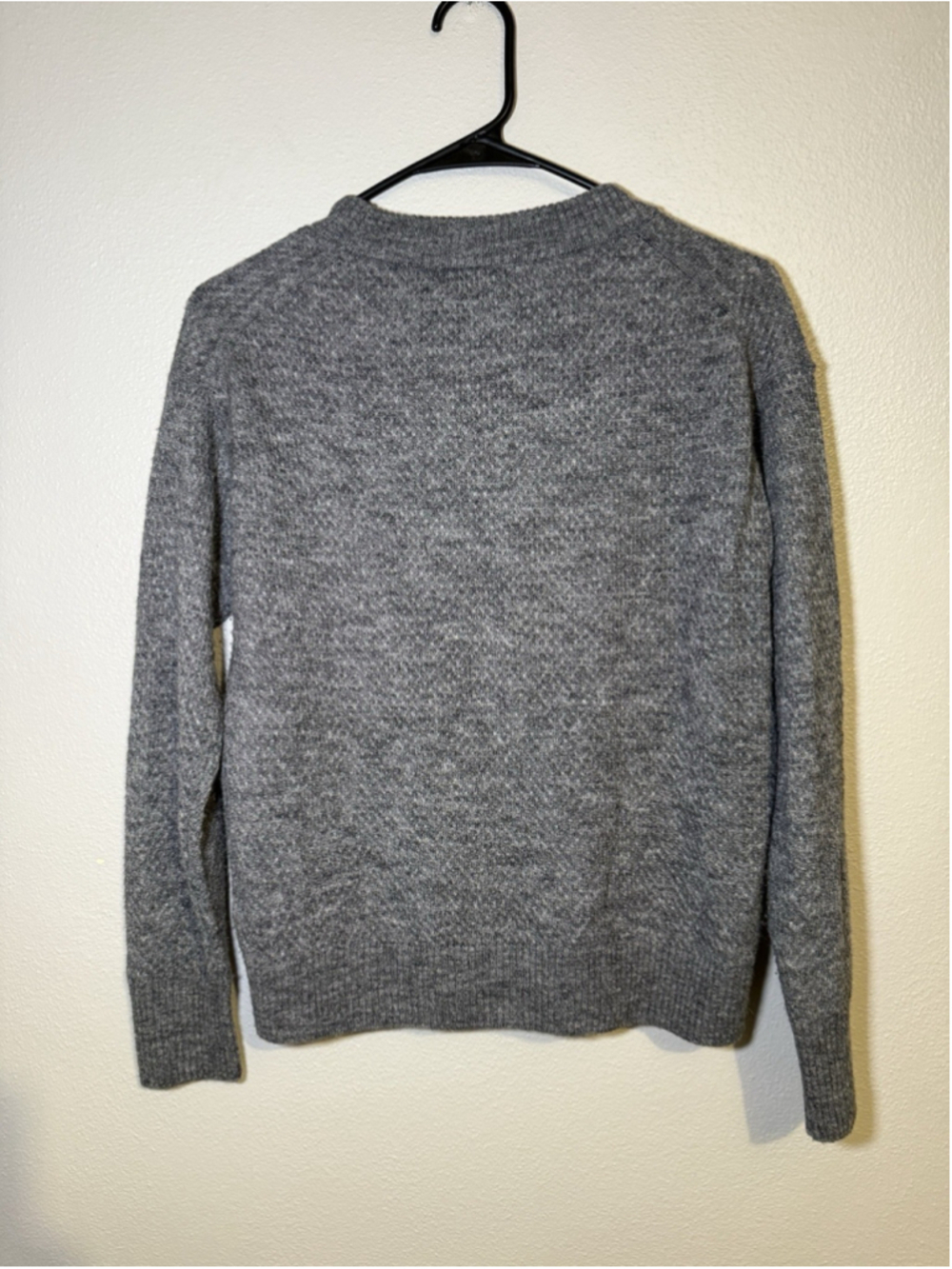 Quince Wool Alpaca Blend Sweater Charcoal Gray Diamond Stitch Crewneck Size S - Picture 5 of 5